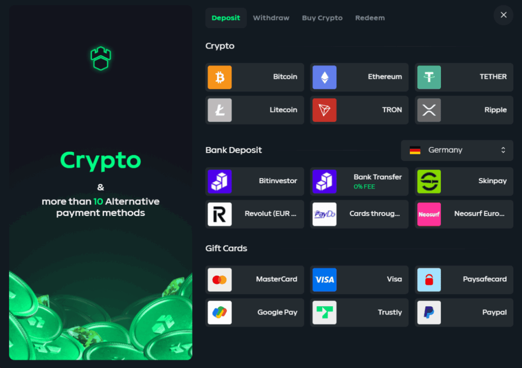 Gamdom deposit options